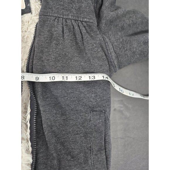 Vintage Op Girls Sherpa lined Hooded Jacket  small Gray broken‎ zipper - Picture 4 of 8